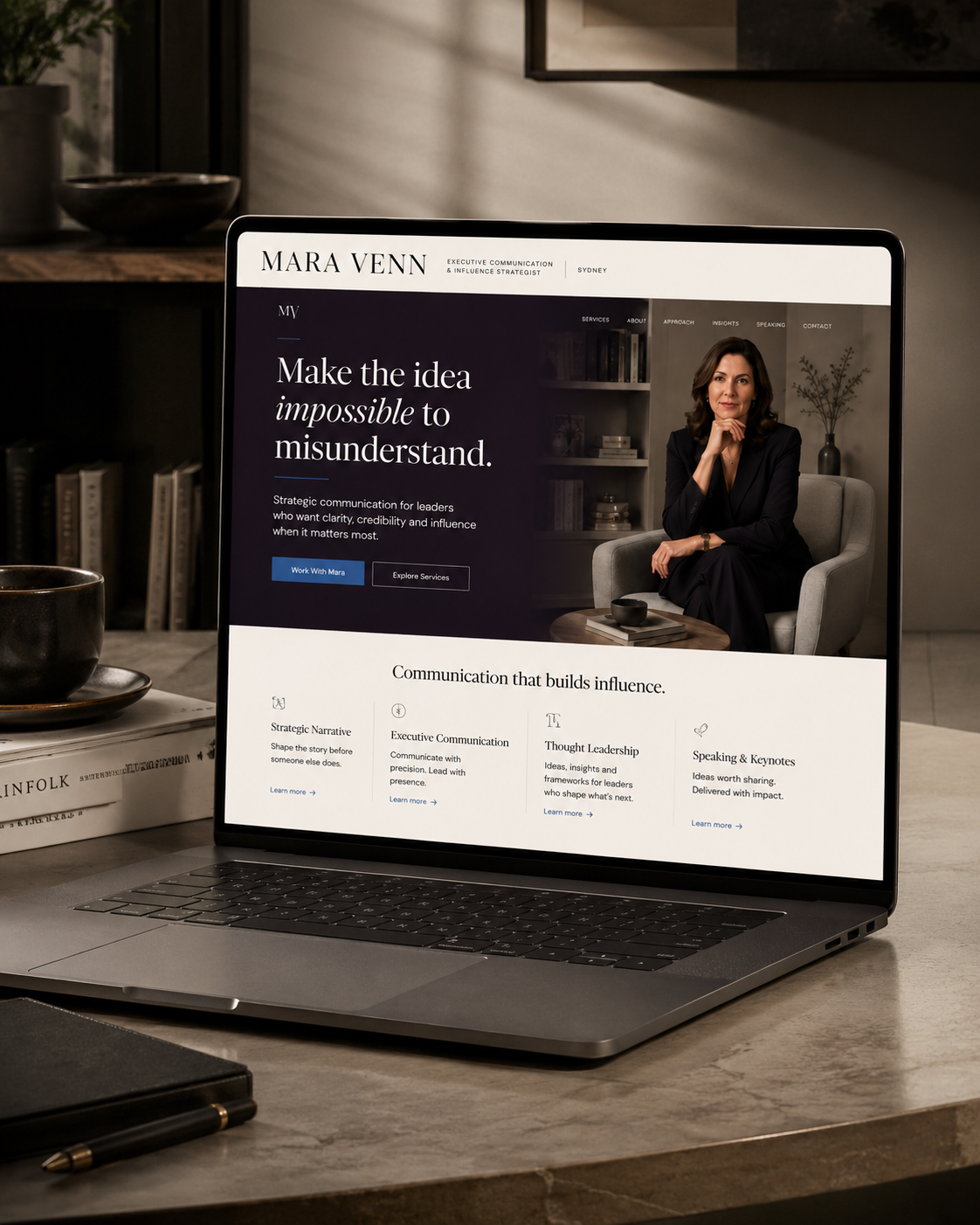 Mara Venn desktop website concept